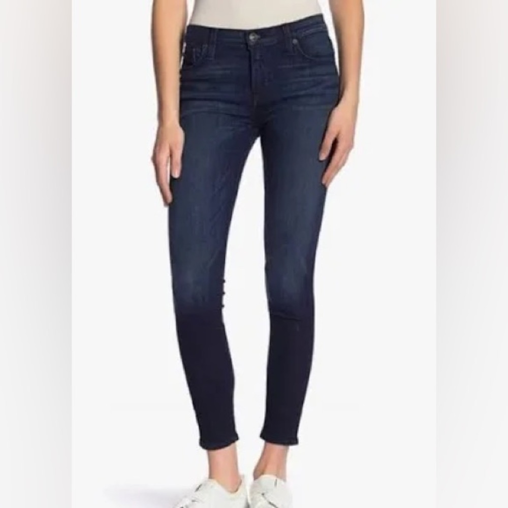 Anthro Hudson Natalie Super Skinny Dark Wash Stretch Designer Denim Jeans 27/27